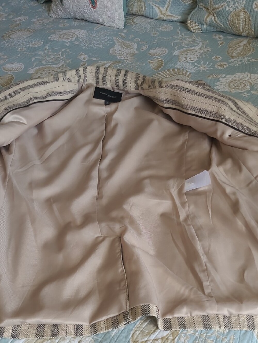 Banana Republic Striped Double-Breasted Blazer - Cream & Black - Picture 6 of 11